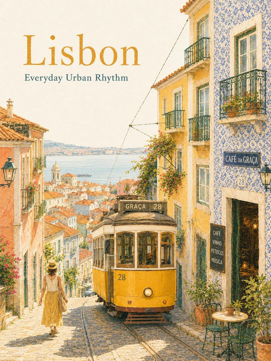 Lisbon Vintage Travel Poster Dreamy GPT Image 2 poster design prompt example