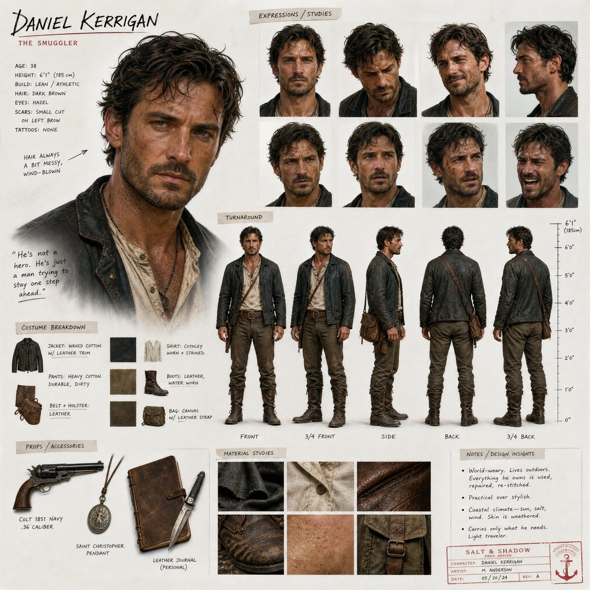 High-end cinematic character design sheet GPT Image 2 concept art prompt example