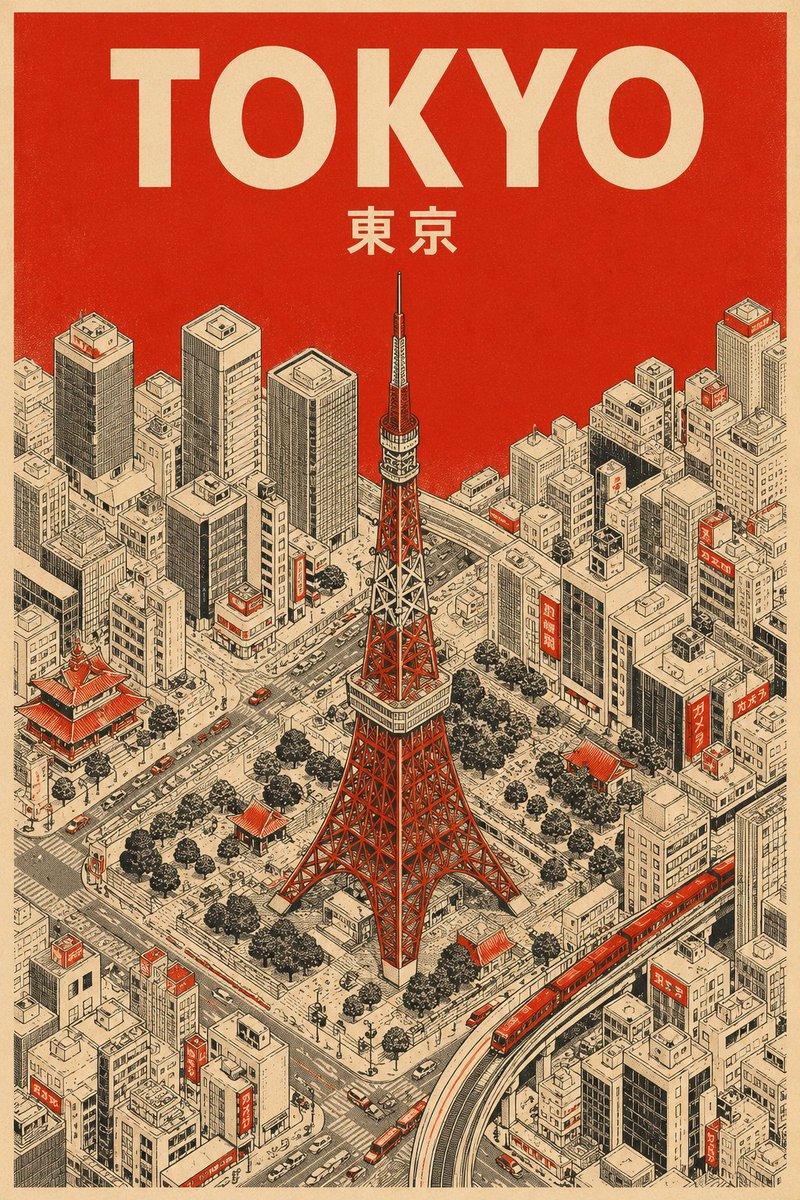 Vertical mid-century travel poster CITY GPT Image 2 poster design prompt example