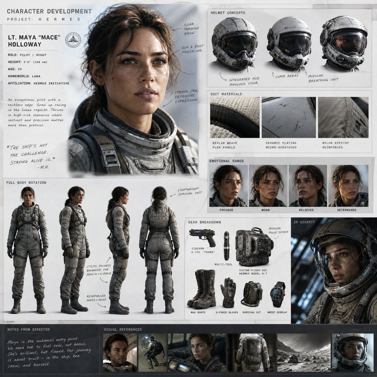 High-end cinematic character development board GPT Image 2 document prompt example