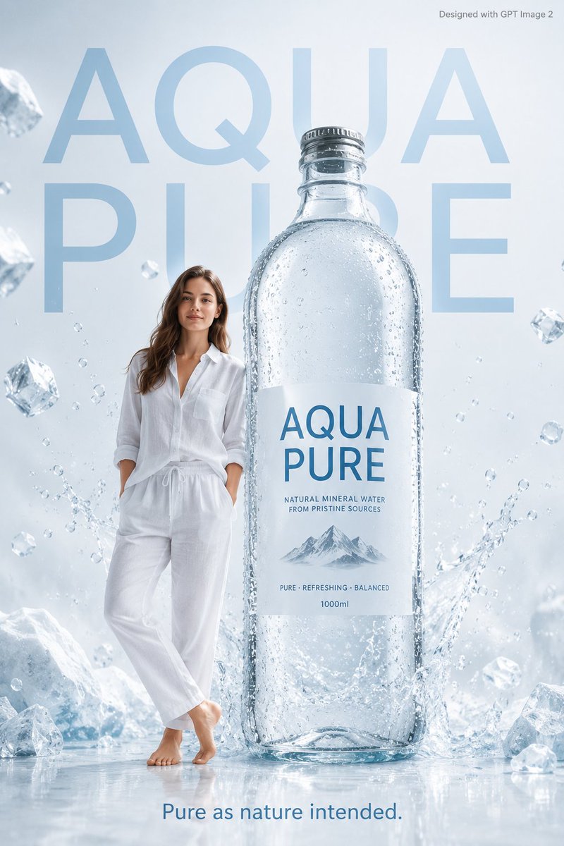 Premium mineral water advertisement poster GPT Image 2 poster design prompt example