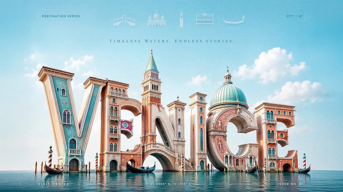 Premium 3D typography-based travel poster GPT Image 2 poster design prompt example