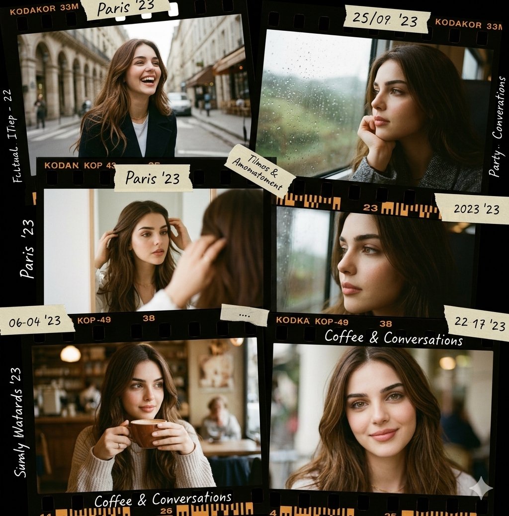 Asymmetrical cinematic film-strip style collage GPT Image 2 image prompt example