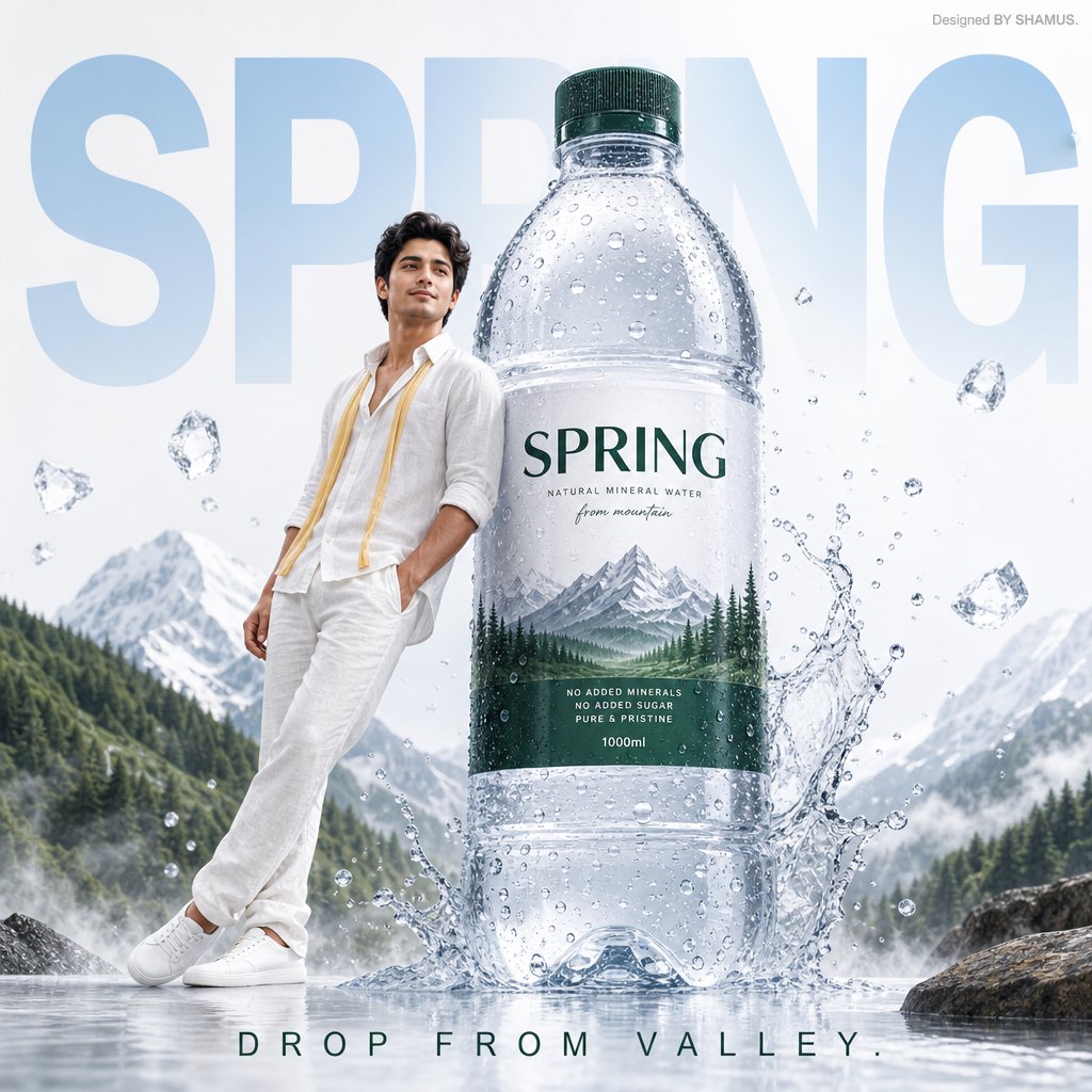 Premium mineral water advertisement poster GPT Image 2 poster design prompt example