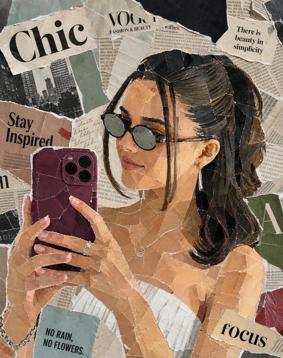 Aesthetic vintage paper collage portrait GPT Image 2 prompt example
