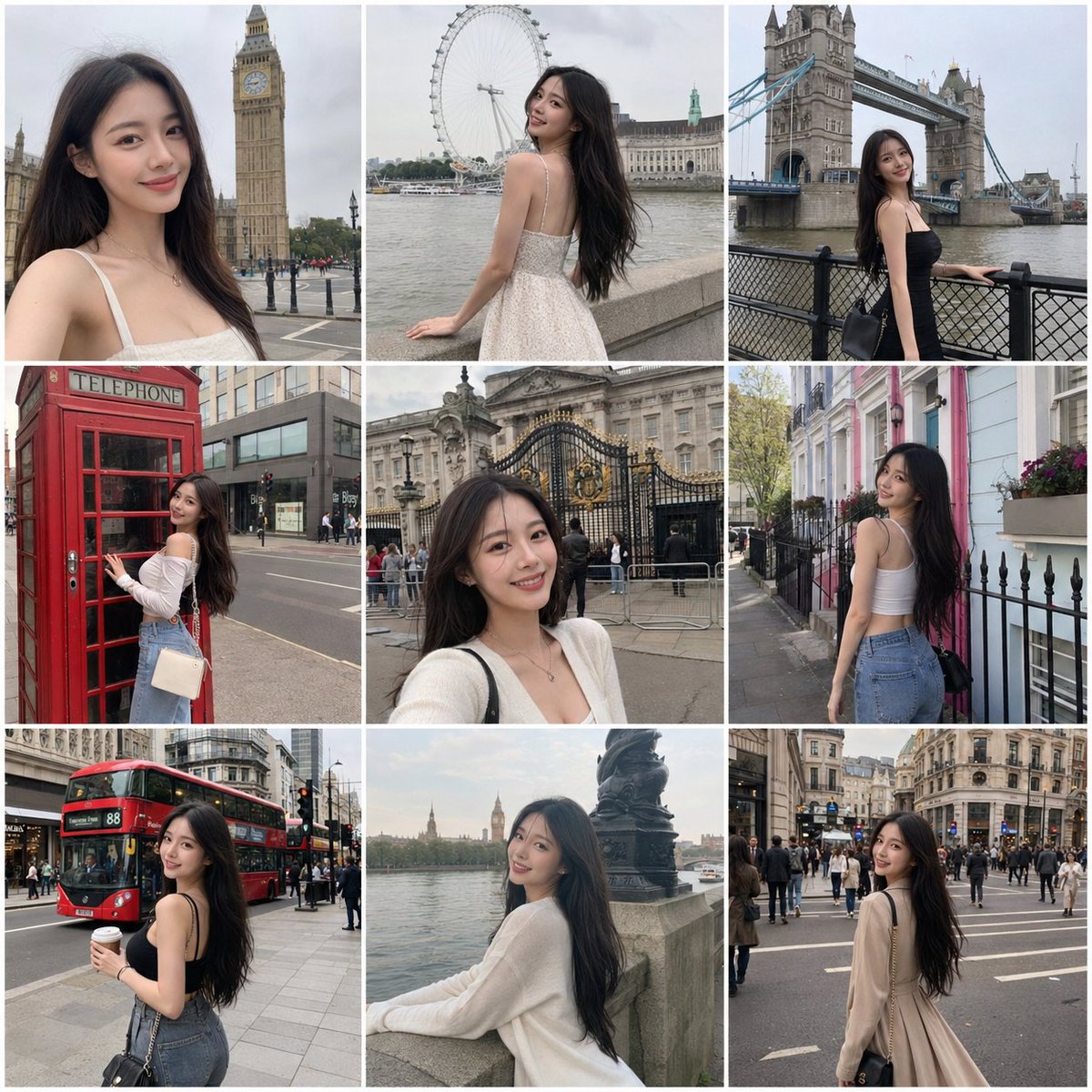 3x3 travel photo collage identical GPT Image 2 portrait prompt example