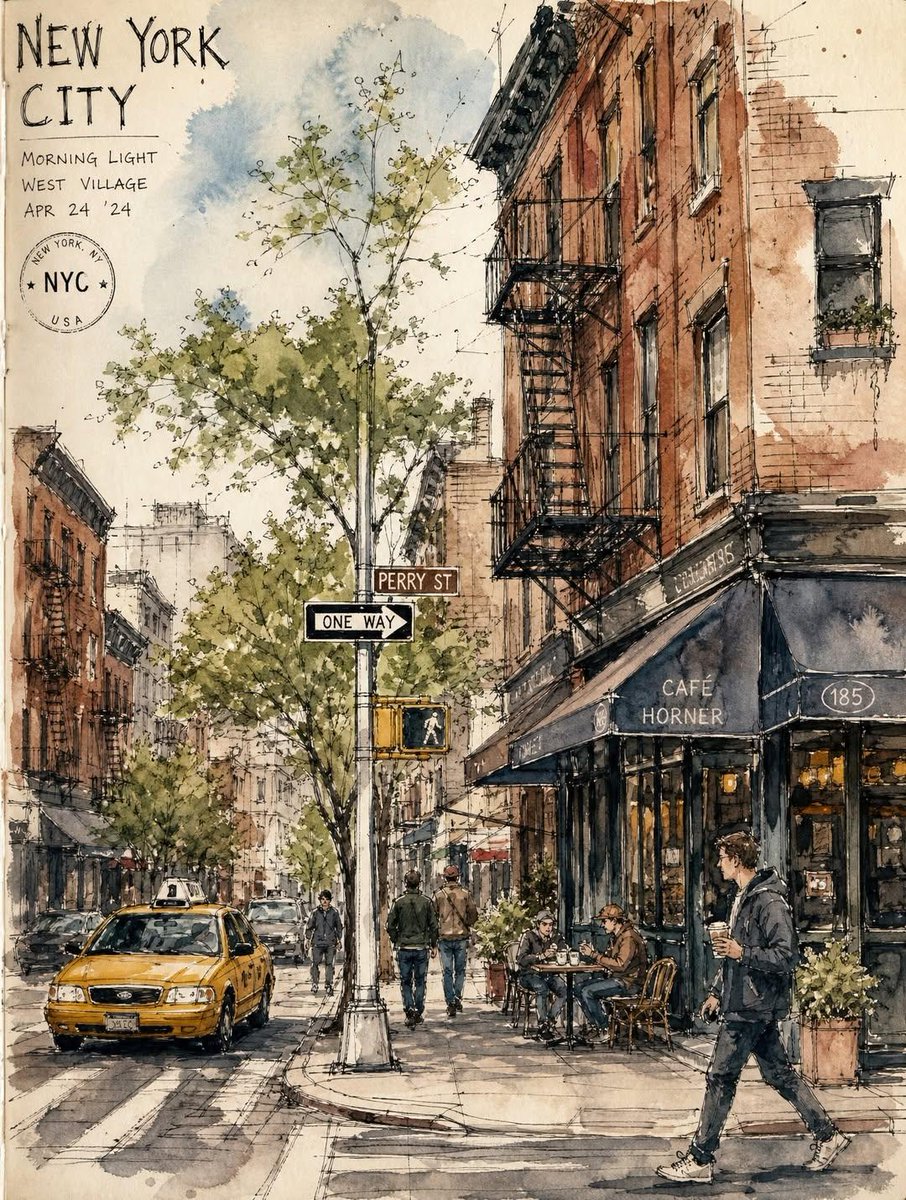 Vintage travel sketchbook watercolor illustration GPT Image 2 poster design prompt example