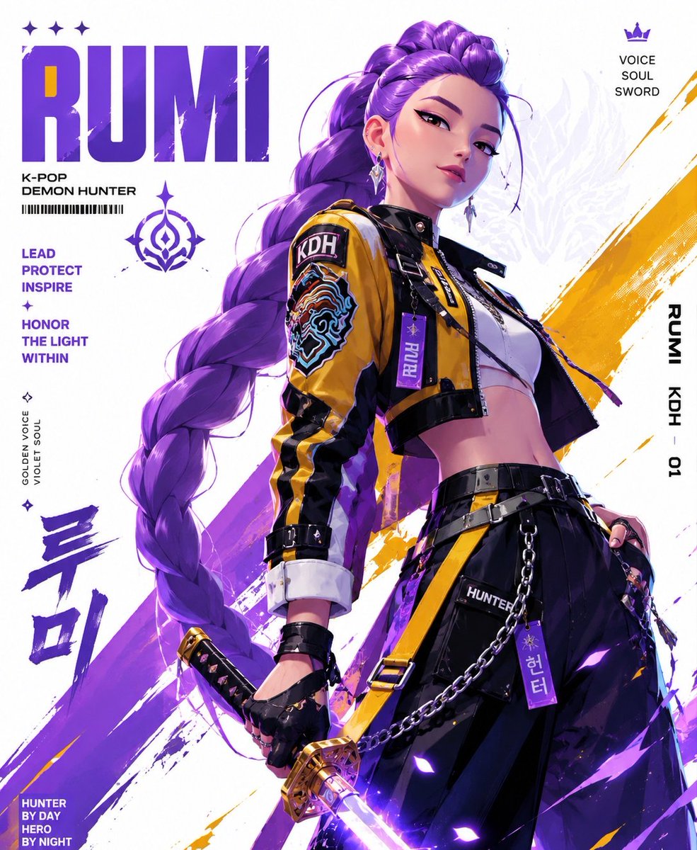 Stylized illustration Rumi anime series GPT Image 2 poster design prompt example