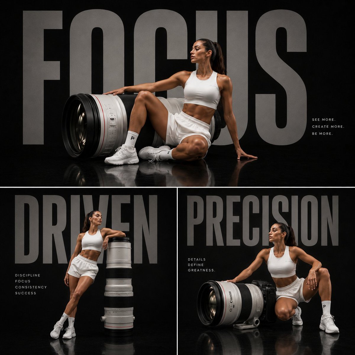 Three-panel luxury sports editorial collage GPT Image 2 poster design prompt example