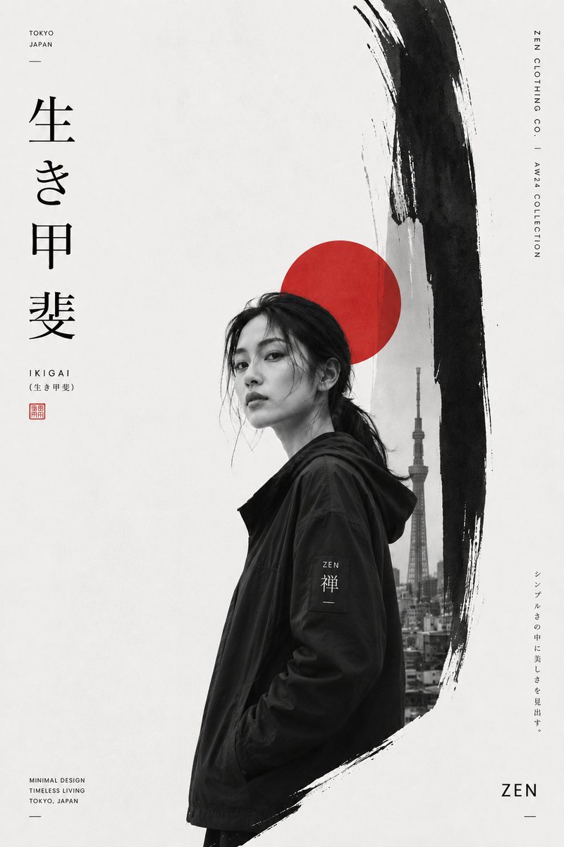 Premium Japanese-inspired minimalist fashion editorial GPT Image 2 poster design prompt example