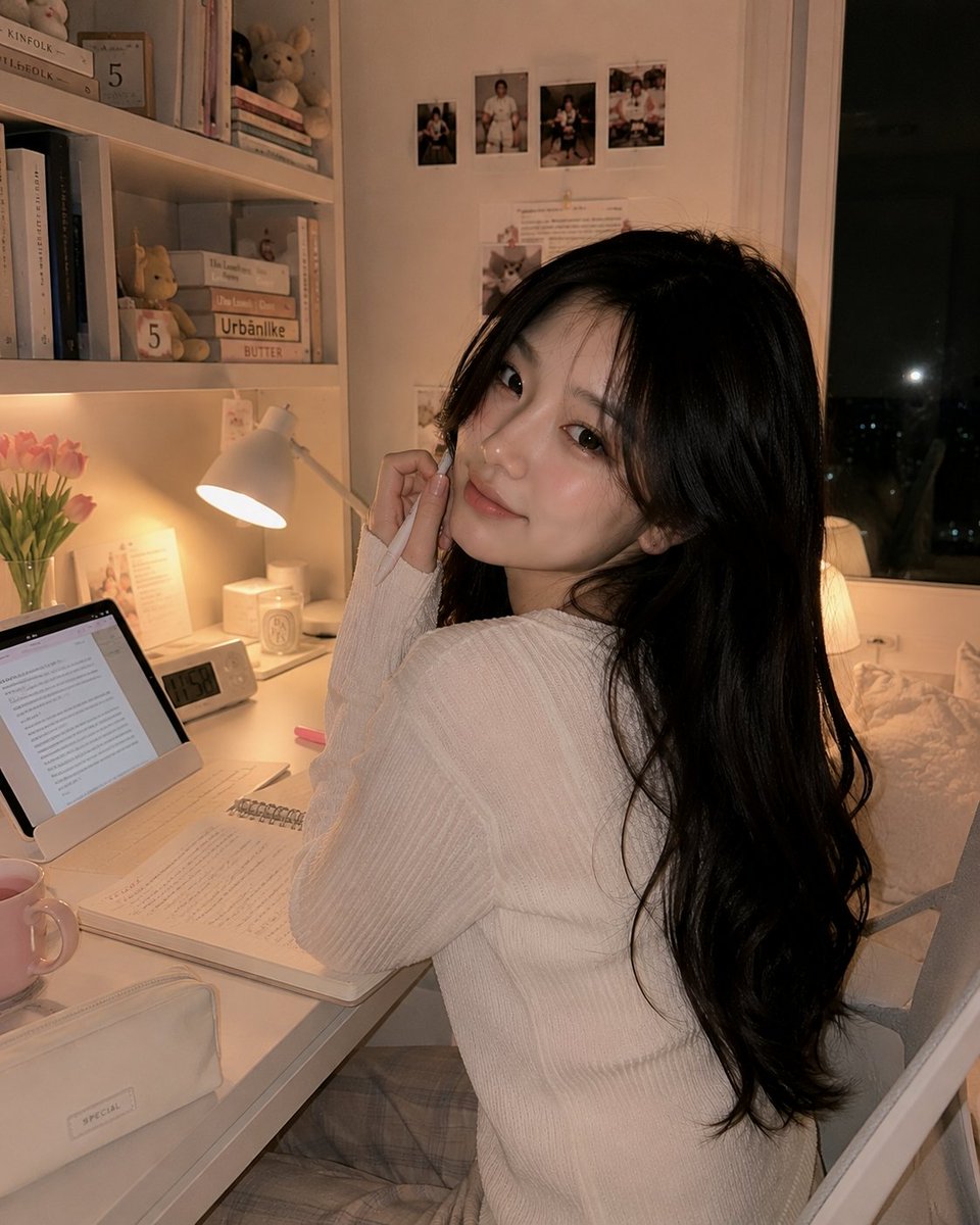 Ultra-realistic cozy Korean study-room portrait GPT Image 2 document prompt example
