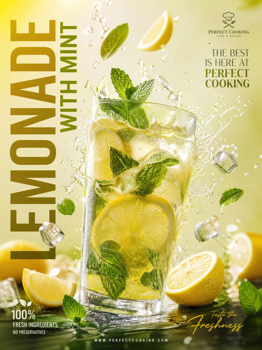 Ultra-realistic premium lemonade advertisement poster GPT Image 2 poster design prompt example