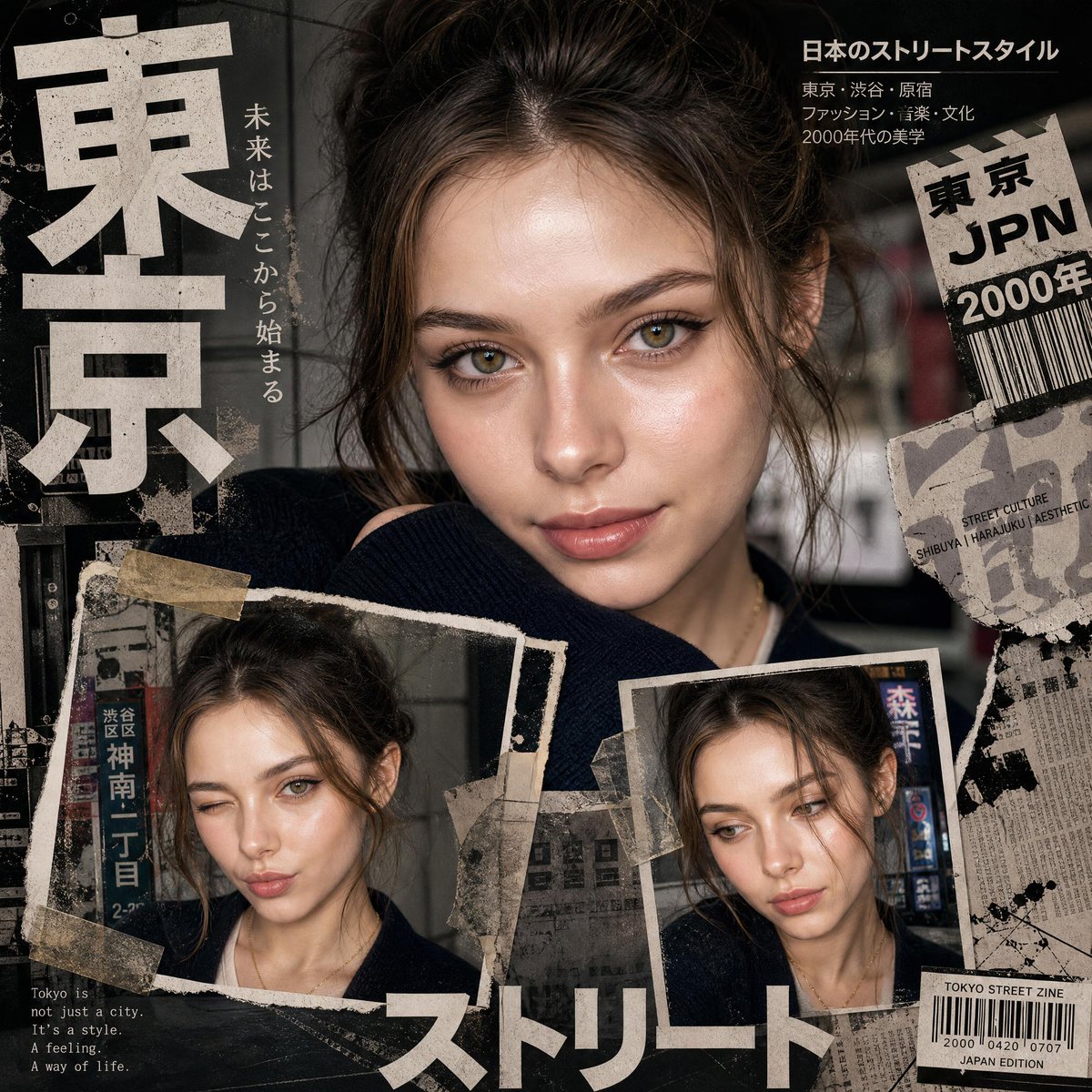 Bold Y2K Japanese street-editorial collage GPT Image 2 poster design prompt example