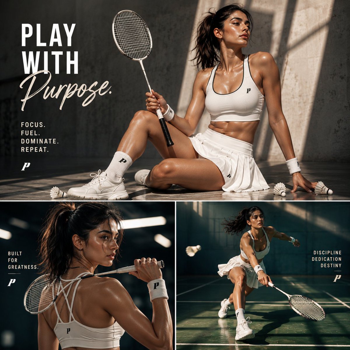 Ultra-premium badminton editorial poster collage GPT Image 2 poster design prompt example